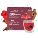 Teabox Hibiscus Cinnamon Clove Green Tea Bags 50 pcs | A Unique Herbal & Spice Infusion | Natural Hibiscus, Cinnamon & Clove