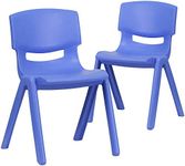 Flash Furniture Whitney 2 Pack Blue Plastic Stackable School Chair with 13.25" Seat Height