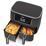 Ninja Foodi 6-in-1 8-qt. (7.6L) 2-Basket Air Fryer DualZone Technology, Match Cook & Smart Finish to Roast, Broil, Dehydrate & More for Quick, Easy Meals, Slate Grey (DZ201C) Canadian Version