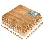 Sorbus 48Sq. Ft. Wood Grain Floor Tiles Foam Mat EVA Interlocking Mats Tile 3/8-Inch Thick Flooring Wood Puzzle Exercise Mats w/Borders - Home Playroom Basement, Apartment, Trade Show, Baby, Dance