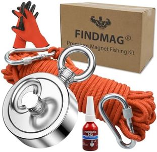 FINDMAG Double Sided Magnet Fishing Kit with Rope, Fishing Magnets 1000 lbs Pulling Force Magnet Fishing Kit for Retrieving Items in River, Lake, Beach, Lawn, 2.95" Diameter