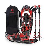 G2 21 Inches Red Light Weight Snowshoes for Women Men Youth, Set with Trekking Poles, Tote Bag, Special EVA Padded Ratchet Binding, Heel Lift, Toe Box