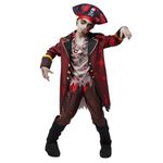 Spooktacular Creations Boy Pirate Zombie Costume, Scary Halloween Zombie Costume Set with Pirate Hat, Pirate Coat, Pants,Top and Boot Covers-S