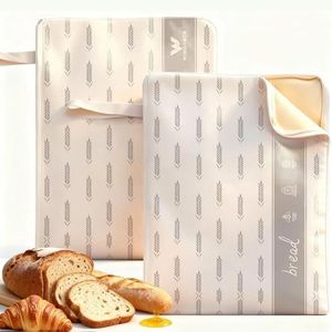 WiNDANCE 2 Pack Beeswax Bread Bags with Zipper, XL(13x17in) Sourdough Bread Storage for Homemade, Freezer Storage Bag to Keep Fresh, Cotton Beeswax Container, Baguette Bag with Liner Kitchen Baking