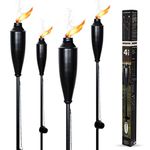 Deco Window Set of 4 Garden Torches for Outside Citronella Oil Outdoor Lamp for Lawn Decoration (Black)