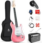 Vangoa 39 Inch Full Size Electric Guitar Beginner Starter Kit Pink with Amplifier, Bag, Cable, Tremolo Bar, Strap, Tuner, Strings, Capo, Picks