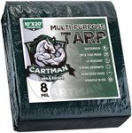 CARTMAN Finished Size 10x20 Feet Waterproof Green Tarp 8 Mil Thick, Multipurpose Protective Cover for Emergency Rain Shelter Camping Tarpaulin