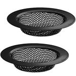 2 Pack - 4.5" Top / 3" Basket - Black Stainless Steel Kitchen Sink Drain Strainer Large Basket Food Catcher. Durable Electroplated Coating