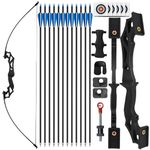 SERfawnCH 30lbs Recurve Bow and Arrow Set for Adults, Ambidextrous Takedown Recurve Bows with 12 Carbon Arrows, Left/Right Handed Archery Sets