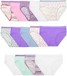 Fruit of the Loom Girls' Cotton Hipster Underwear, 14 Pack - Fashion Assorted, 14