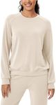 ODODOS Modal Soft Raglan Long Sleeves Sweatshirts for Women Oversized Crew Neck Pullover Tops, Ivory, X-Small