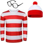 Adult Men Red and White Striped Tee