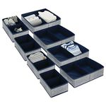 mDesign Fabric Drawer Organizer Bins, Kids/Baby Nursery Dresser, Closet, Shelf, Playroom Organization, Hold Clothes, Toys, Diapers, Blankets, Lido Collection, Set of 2, 4 Pack, Navy Blue/White