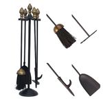 Companion Tool Set Acorn Handle Fireplace Brush Shovel Poker Tong Hearth Tidy Set