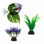 Moonorange Betta Hammock, 3 Pack Betta Fish Leaf Pad and Small Aquarium Artificial Plants, Natural Habitat for Betta Spawning Grounds, Fish Tank Decorations.(3pcs/ABC)