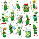 20Pcs Pickle Party Hanging Swirls Funny Pickle Birthday Party Decorations Cute Cucumber Hanging Foil Whirls Ceiling Streamers Decoration for Green Pickle Cucumber Theme Party Baby Shower Supplies