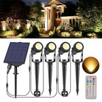 ECOWHO Solar Spot Lights Outdoor Garden, LED Landscape Spotlights Solar Powered with Remote Control Timer 8 Modes, IP65 Waterproof Outdoor Uplighters Dusk to Dawn for Garden Yard Patio Lawn