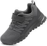KUBUA Kids Sneakers for Boys Girls Running Tennis Shoes Lightweight Breathable Sport Athletic Dark Grey Size US 6 Big Kid