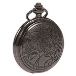 SIBOSUN Pocket Watch Doctor Who Confession Dial Pattern Men Antique Black Case Quartz Chain