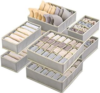 Yidaxing Organizer per Biancheria Intima, Set di 8 Armadio Divisori Pieghevole Storage Box Cassetto Organizzator per Biancheria Intima, Reggiseni, Calze, Fazzoletti e Cravatte (Grigio)