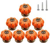 HUAMULAN 8PCS Ceramic Cabinet Knobs Pumpkin Drawer Door Cupboard Dresser Pull Handles for Kitchen Kids Child Room Wardrobe Closet
