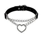 BEHAHAI 1 PCS Heart Leather Choker Black O Ring Vintage Gothic Punk Choker Fancy Dress Rock Choker Necklace PU Leather Collar Choker For Women Men Accessory