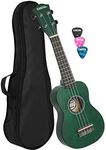 CASCHA Soprano Ukulele set for children and adults I Ukulele starter kit with 3 picks bag I Ukulele set Aquila strings nylon I Small Hawaiian guitar for beginners advanced I Green