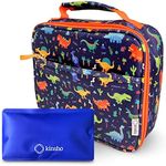 Dinosaur Kids Lunch Box for School with Ice Pack, Insulated Bag for Boys Toddlers Kids Baby Boy Daycare Pre-School Kindergarten, Container Boxes for Small Kid Snacks Lunches, BPA Free, Blue Orange Dino