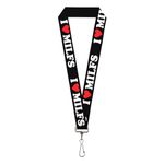 Buckle-Down Lanyard, I Heart MILFS Black White Red, Elastic, Black, 44" x 1"