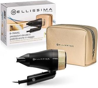 Bellissima Imetec B-Travel Asciugacapelli da Viaggio, Portatile e Compatto, 1400 Watt, Manico Pieghevole, Concentratore di Precisione, 2 Combinazioni Aria/Temperatura, Custodia da Viaggio, Idea Regalo