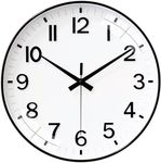 Claiez Wall Clock 12" Silent Quartz Decorative Latest Wall Clock Non-Ticking Classic Clock Battery Operated Round Easy to Read for Room/Home/Kitchen/Bedroom/Office/School(White Black).