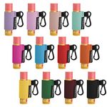 Homakover 12 Pack Compact Clip-On Chapstick Holder Keychain in 12 Colors,Lip Balm Sleeves with Clip, Fits Most Standard Lip Balm,Tight-Knit Elastic Lip Balm Keychain Holder, Multicolor, Large