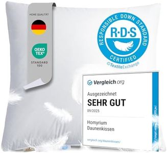 Homyrium Daunenkissen 80x80 Kopfkissen 80x80 Daunen Federkissen Dreikammer Kissen FÜLLUNG: außen 90% Daunen / 10% Federn; innen 100% Federn, 100% Baumwollbezug (1100g, 1er Pack)