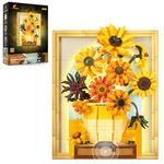 JMBricklayer Sunflower Art Building Toy Set with Light, 70004 Van Gogh Painting Wall Art Desktop Decor for Home Office Living Room, Sunflower Picture Frame Model Gift for Men Women Him Her (1166PCS)