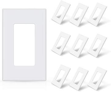 ELEGRP 1-Gang Screwless Decorative Wall Plates, Standard Size Unbreakable Thermoplastic Faceplate Cover for Decorator Receptacle Outlet Switch, UL Listed (10 Pack, Glossy White)