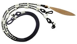 WeavingCraft Black Nylon Rope with White Knots Raw Hide Leather Horse Tack Hand-Braided Romal Romel Reins Hand Made Reins-8.5 Ft, 52' Romel