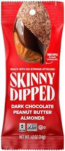 SkinnyDipped Dark Chocolate Peanut Butter Almonds, Chocolate Covered Almonds, Low Sugar, Gluten Free, Healthy Snack, 1.2 Ounce Bags (Pack of 15)