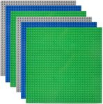 Classic Baseplates for Lego, 10" x 10" Building Brick Table Base Plates32x32 Stud Square Mat, 100% Compatible with All Major Brands Baseplates for Building - Green, Gray and Blue