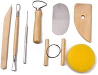 S & E TEACHER'S EDITION 8 Pcs Pottery & Clay Sculpting Tools, Double-Sided, Smooth Wooden Handles.