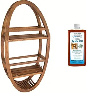 AquaTeak Patented Moa Oval Teak Shower Organizer & AquaTeak Premium Teak Oil