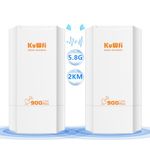 KuWFi 5.8G Long Range WiFi Access Point ，Plug and Play 2KM Outdoor AP CPE Kit IP65 Waterproof Point to Point Wireless Ethernet Bridge Point-to-Point WiFi Bridge Point-to-Multipoint Wireless Bridge