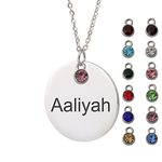 HUAN XUN Aaliyah Name Necklace Round Pendant Name Round Initial Necklace Personal Jewelry Birthday Valentine Gift