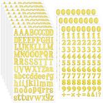 12 Sheets Self Adhesive Alphabet Letter Stickers Small Vinyl Alphabet and Number Stickers Grad Cap Craft Scrapbooking Sticker Letters for DIY Art Craft Graduation Cap Decoration (Gold)