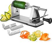 Mitbak Stainless Steel Vegetable Spiralizer Slicer | Industrial-Grade 3-Blade Zoodle Maker | Restaurant-Quality Spiral Slicer Great For Low Carb, Paleo, Vegan, Keto, Spaghetti | Premium Kitchen Tools