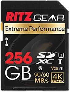 Ritz Gear 256GB High-Speed SDXC UHS-I SD Card, C10, U3, V30, Full-HD & 4K Memory Card