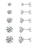 Jstyle Screw Back Stud Earrings Set 20G Titanium Steel Cartilage Piercing Jewelry for Women Men Sensitive Ears CZ Tragus Helix Flat Back Earrings Stud, Stainless Steel Alloy Steel, Cubic Zirconia