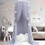 Bed Canopy for Girls - Princess Bed Canopy Mosquito Net Nursery Play Room Decor Dome Premium Yarn Netting Curtains Baby Game Dream Castle, Grey