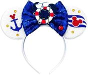 CLGIFT Cruise Minnie Ears,Pick your color, Boat Minnie Ears, Nautical minnie ears, Rainbow Sparkle Mouse Ears,Classic Red Sequin Minnie Ears (Cruise)