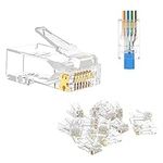 VCE RJ45 Connectors Pass Through Cat6 50-Pack,Ethernet Crimp Modular Plug for Cat6/Cat5/Cat5e UTP Solid & Stranded Network Cable,Gold Plated