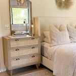 PHI VILLA Rattan Dresser - Rattan Nightstand Boho Cabinet Small Dresser 3 Drawer Dresser/Side Table/Bedside Table, Rattan Cabinet